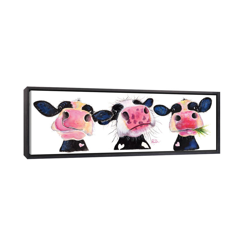 «The Nosy Cows» par Shirley Macarthur - impression d'art graphique panoramique, H 20 po x l 60 po x P 1,5 po