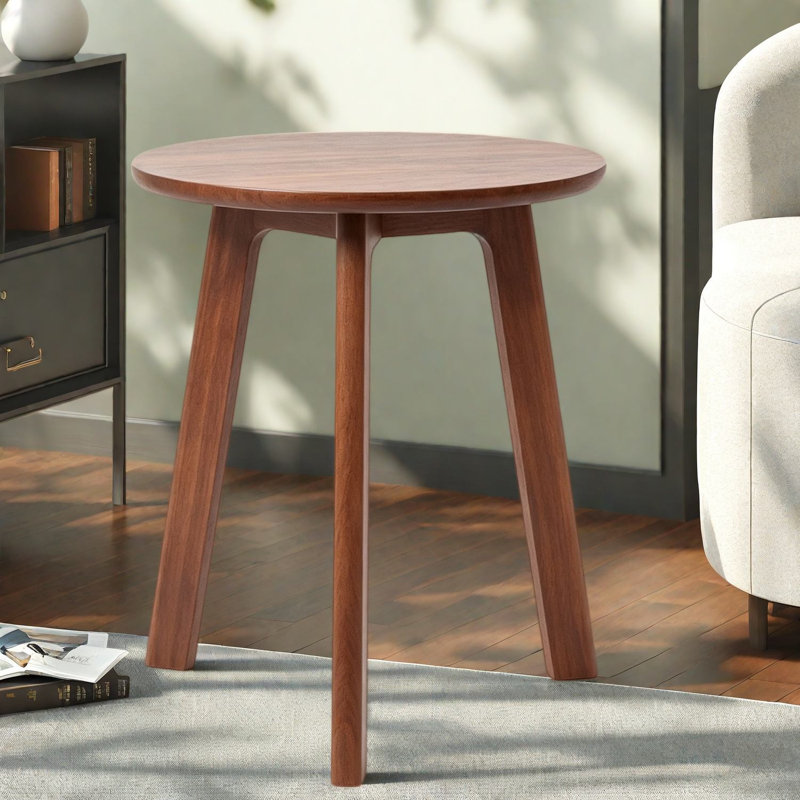 Tables de bout Modern, table d'appoint ronde en bois massif pour espaces compacts