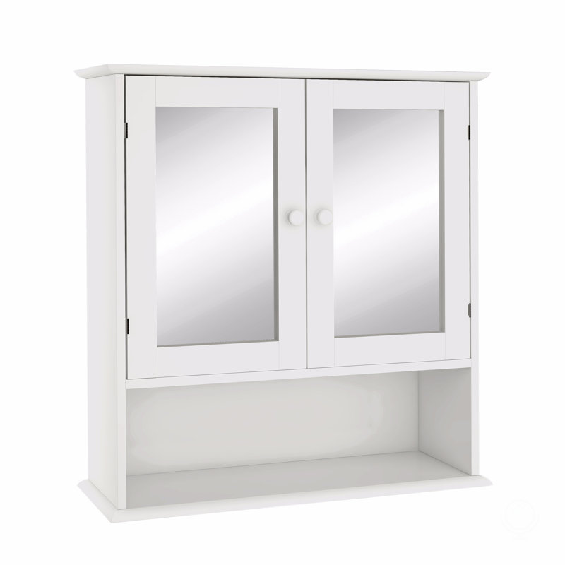 Armoire murale de salle de bain avec portes et tablettes à miroir Doule