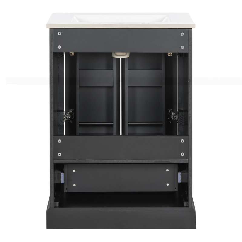 Meuble-lavabo 24 po avec lavabo, Noir, 24"
