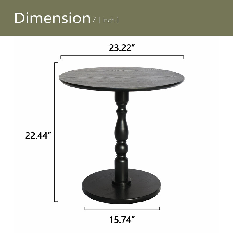 Table d'appoint ronde de 23 po, table d'appoint ronde, petite table pour petits espaces, table de chevet moderne avec pieds en bois massif pour le salon, la chambre à coucher, les coins et le bureau