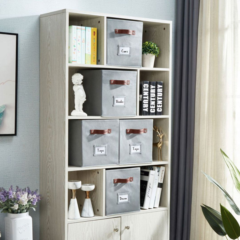 Storage Bins | Cube Storage Bin With Label Holders, Fabric Storage Cubes For Organizing Shelves Closet Toy Clothes  6Pcs