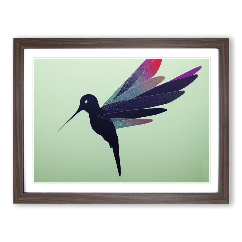Luscious Hummingbird - Single Picture Frame Print, 25cm H x 34cm W x 2cm D, Walnut
