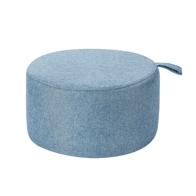 15" Compact Round Ottoman Footrest, Light Blue