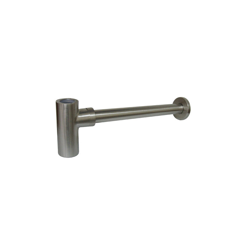 Modern Bottle Trap Brass Round Siphon, Brushed Nickel