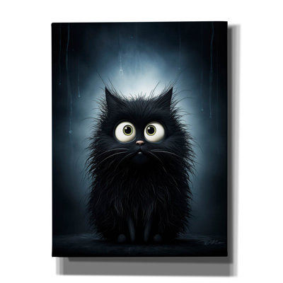 «Funny Black Cat» par Momart, art mural sur toile