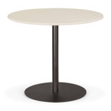 Blend dining table - varnished Microcement top - Off White - Dark Bronze base - round 70/70/76
