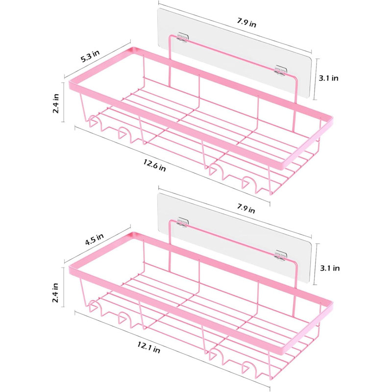 Tablette support 2 pièces Paitlyn, H 2,4 po x l 12,1 po x P 4,5 po, Rose
