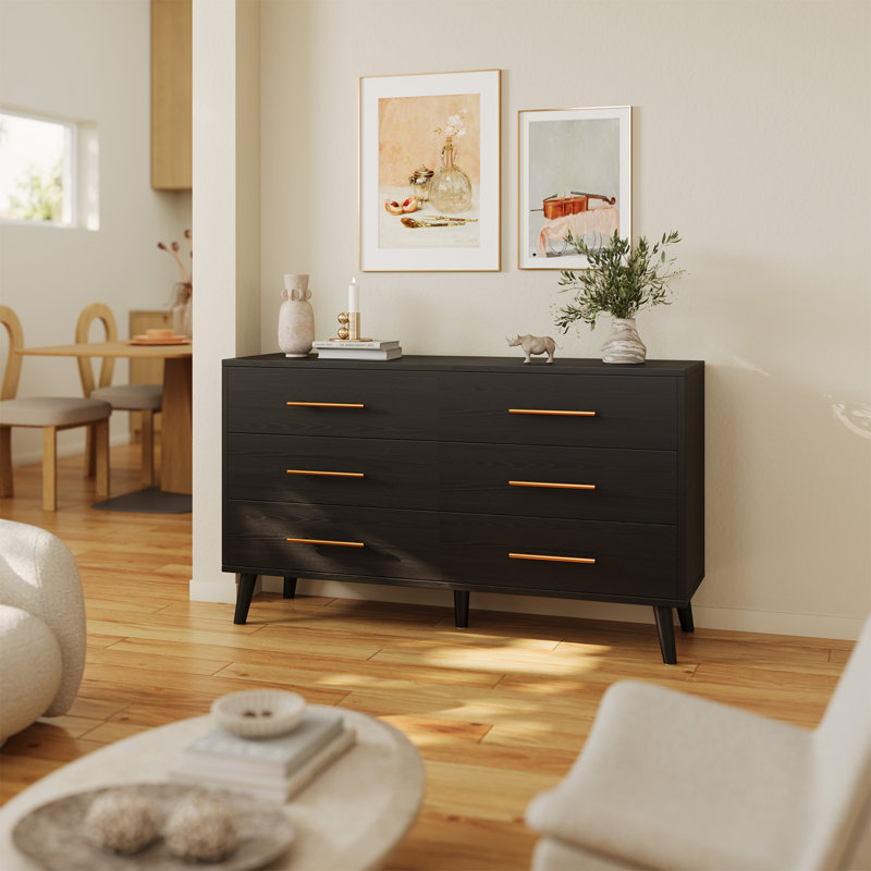 Commode double 6 tiroirs Modern Modern, Noir
