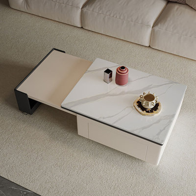 Table basse extensible cachée avec roulettes silencieuses