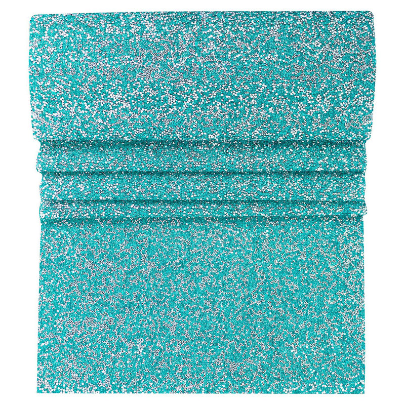 Sparkles Home Luminous Table Runner | Rhinestones | Non-Slip Backing | Multiple Sizes Available, Aqua, 108" x 13"