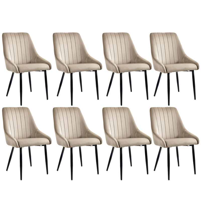 Besaraba 19.1cm H Velvet Upholstered Metal Upholstered Back Side Chair, 8, Beige