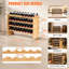 four-layer bamboo wood combinable wine display rack stackable holds thirty-six wine bottles