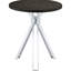 Table de bar ronde de style bistro, hauteur pub, 89 cm (35 pouces), en chêne foncé, avec pied central et pieds en métal au design contemporain. 2 places assises.