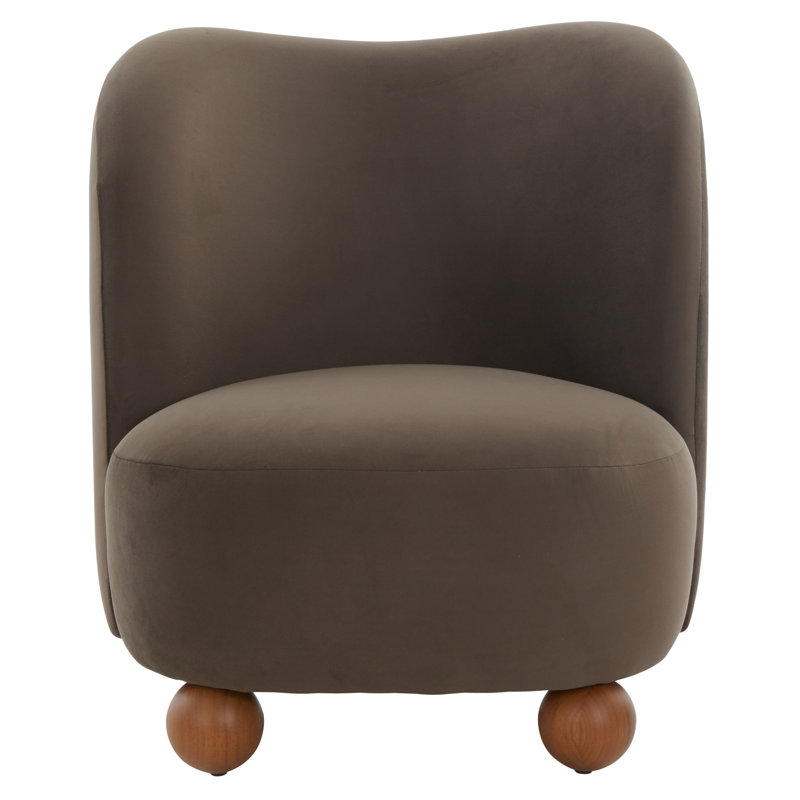 Rodolfo Boucle Accent Chair, Dark Brown Velvet