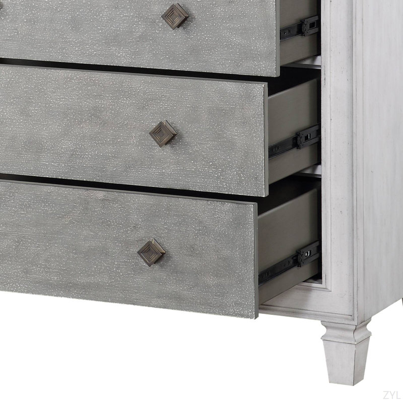 Commode rustique gris et blanc vieilli