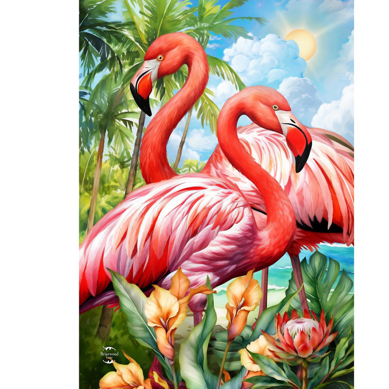 Drapeau de jardin flamant rose
