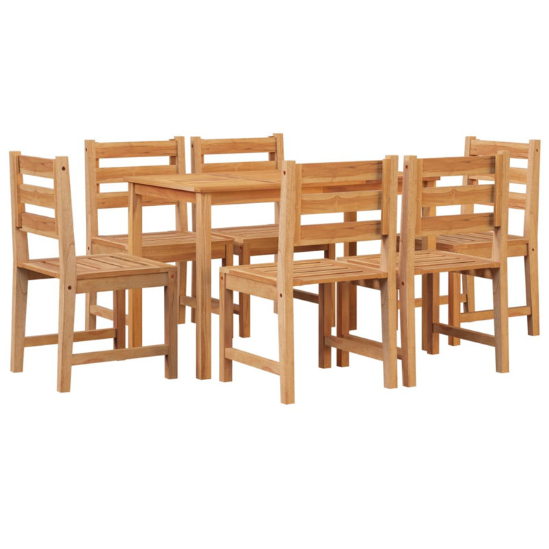 Keiu 6 - Person Teak Wood Patio Dining Set with Rectangular Table