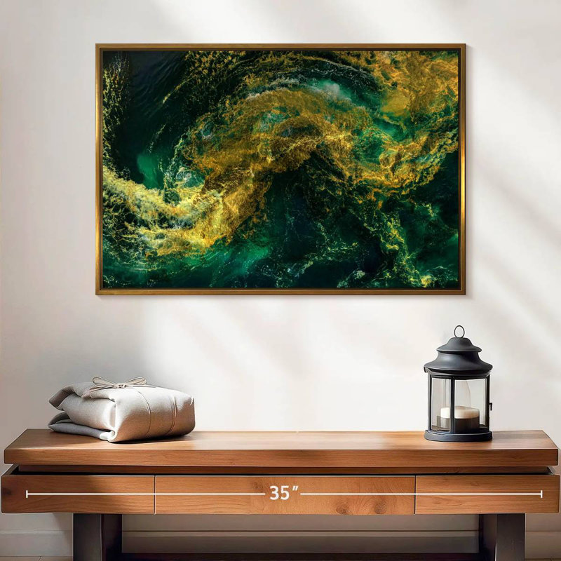 Vagues d'eau, Cadre flottant doré, 19 po x 13 po