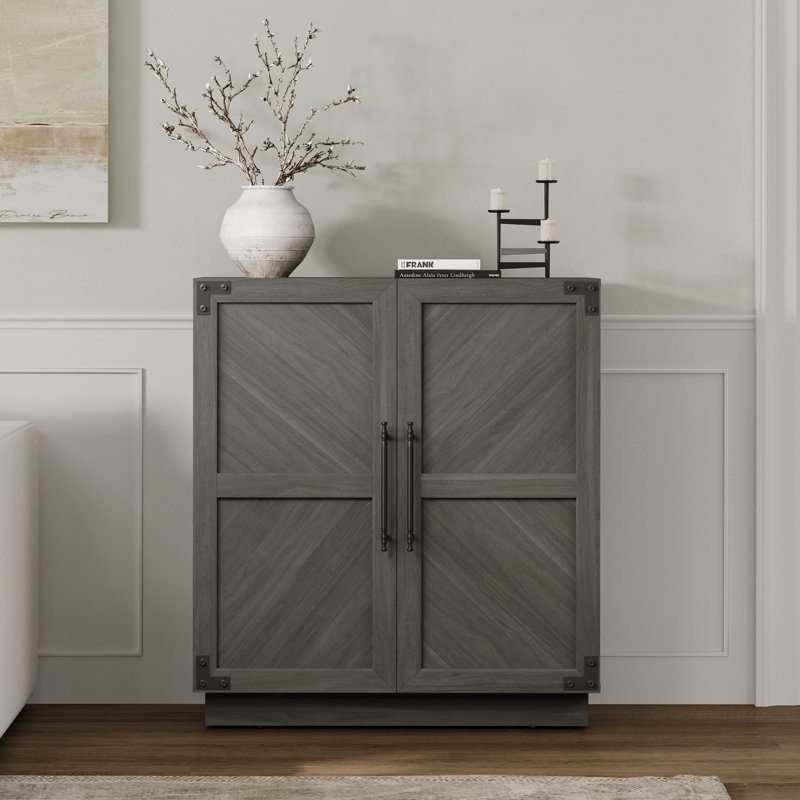 Buffet de 30,7 po de largeur avec tablette réglable et armoire de rangement, Gris cendre