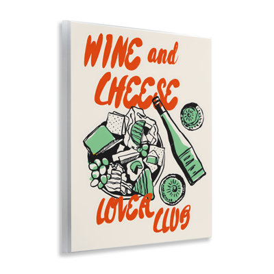 Plaque murale «Wine & Cheese Lover Club», design par The Prints Vibe