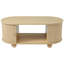 Oak Fluted Coffee Table With Sliding Storage Doors, Oval Centre Table With Hidden Storage