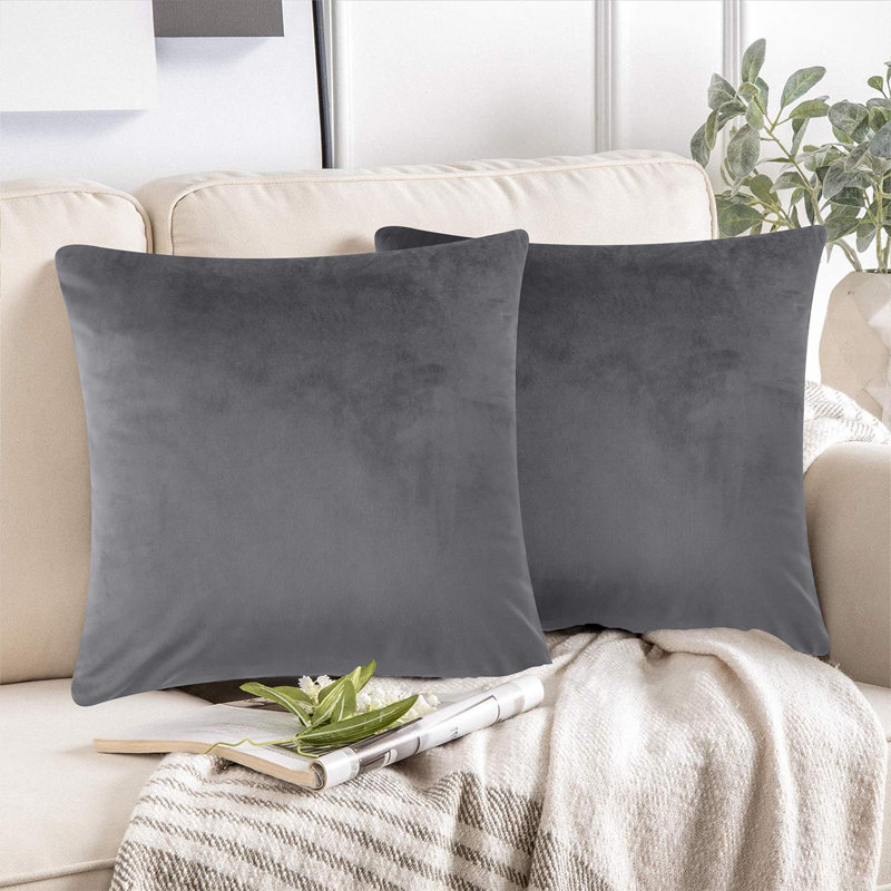 Luxurious Plain Velvet Cushion Covers (Set Of 2), Silver