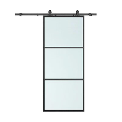 Glass Barn Door with Installation Hardware Kit -  Calhome, TKM-A02-FROST-24INCH