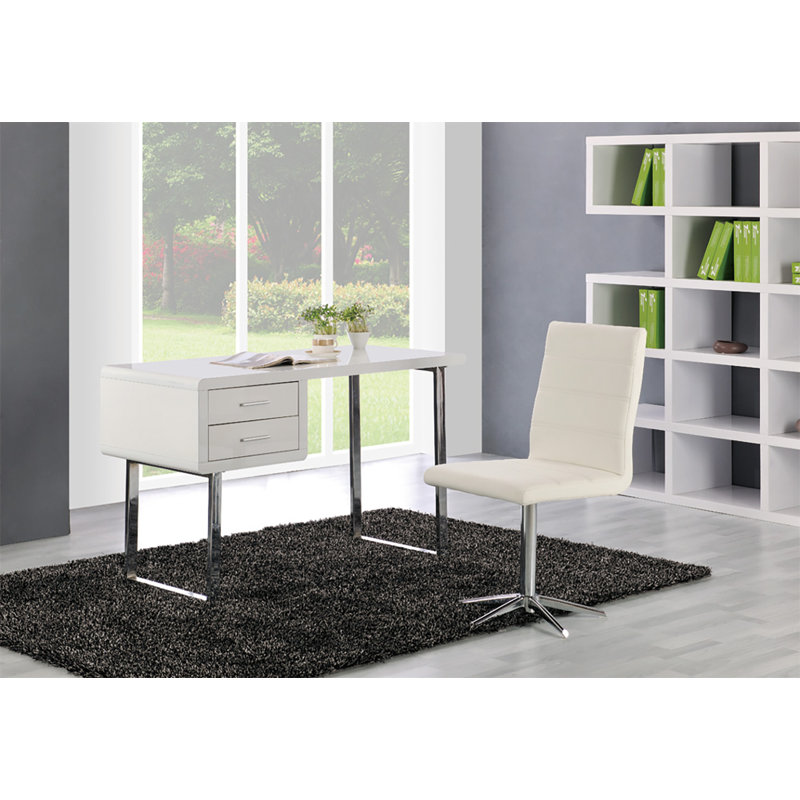 Kreis 120Cm W Rectangle Computer Desk, White, Silver