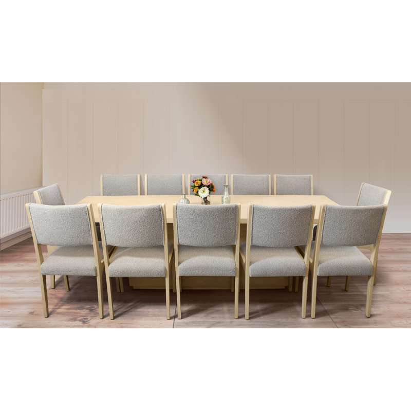 Berardinelli Solid Wood Solid Wood Top Block Dining Set, Gray, 30" H x 108" L x 40" W