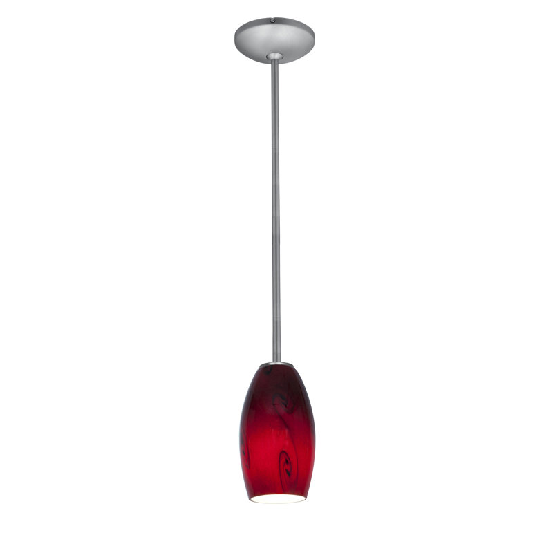 Hillpoint 1 - Light Single Pendant, Brushed Steel, Red Sky, Rod