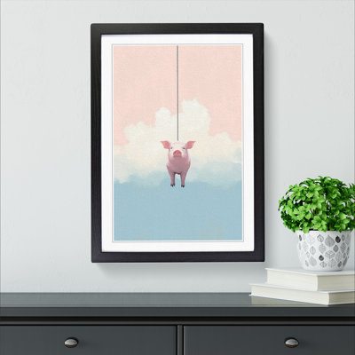XYZ-FRM-V1223-5139 Pig Minimalism - Single Picture Frame Print on Wood