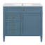 Meuble-lavabo moderne de 36 po avec lavabo en céramique, 3 tiroirs et 1 armoire de rangement, tablette réglable, organisateur de porte d'armoire, glissières de tiroir en métal lisse, poignée texturée exquise à pieds romains