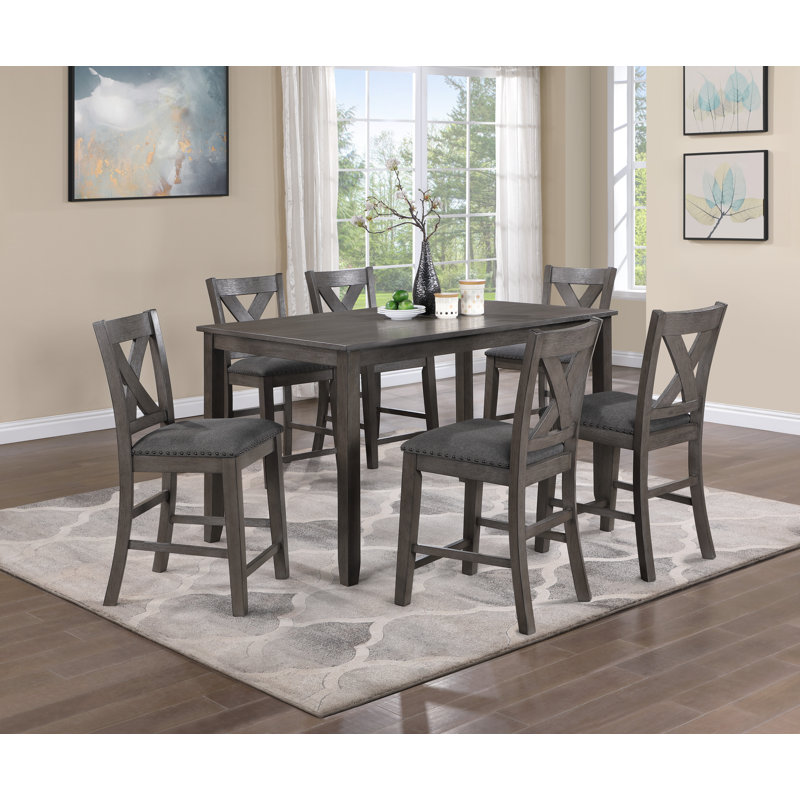 6 - Person Pine Solid Wood Solid Wood Top Four Leg Dining Set