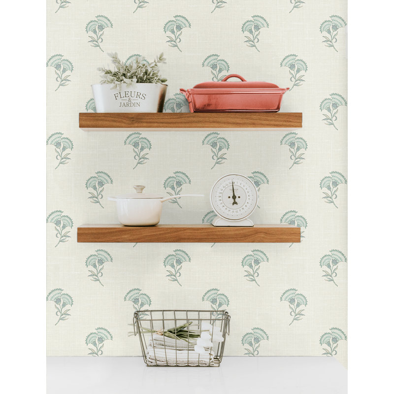 Rouleau de papier peint L 27 pi x l 27 po, Menthe / pré / gris français