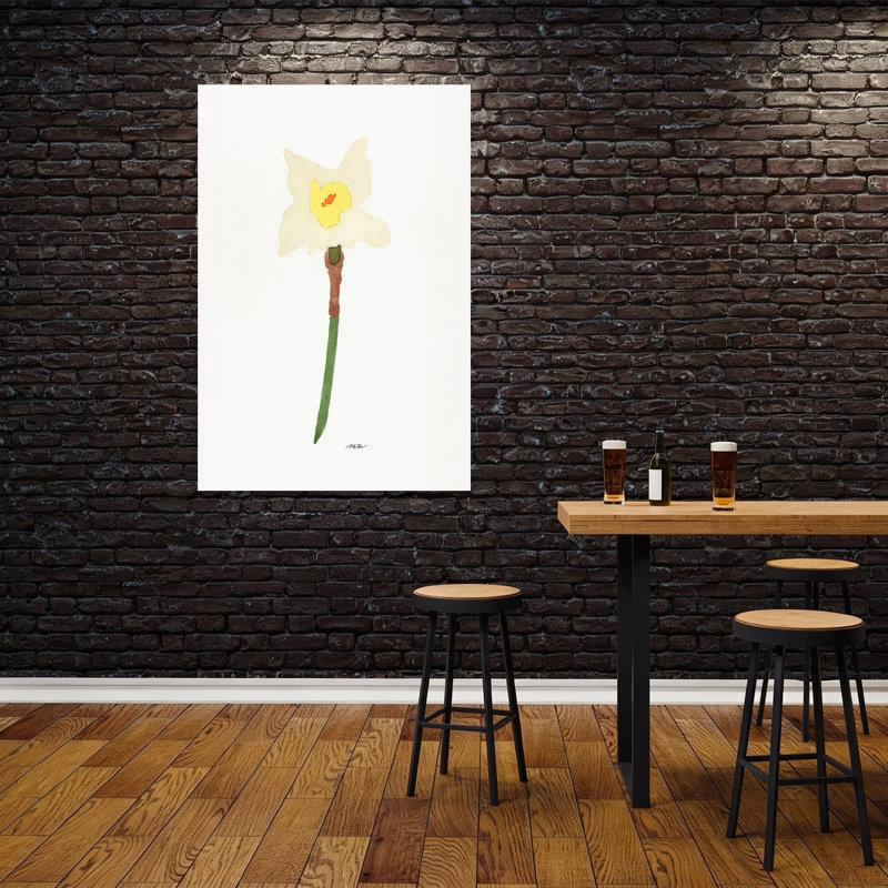 Fresh Spring Daffodil Delicate Elegant Minimalist Daffodil Flower Nature Wall Art Print by NKTN - Wrapped Canvas Print