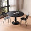 Table de salle à manger ronde noire en bois massif-119467275