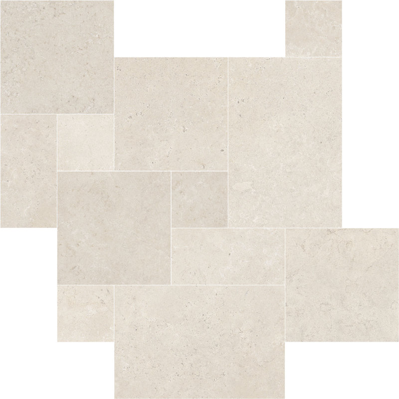 Manor 4-piece Modular Pattern Porcelain Tile, Beige/Cream/White