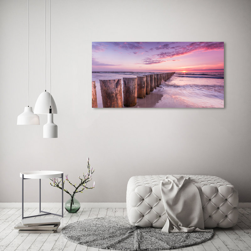 Wooden Breakwater - Wrapped Canvas Print