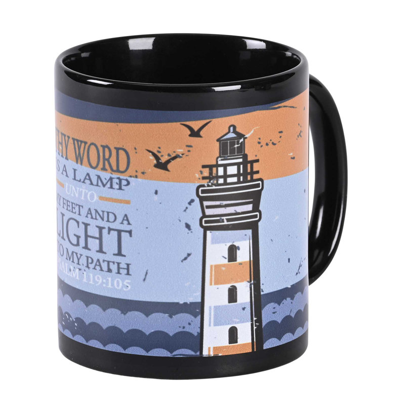 Black Mug Lighthouse Your Word Is A Lamp
