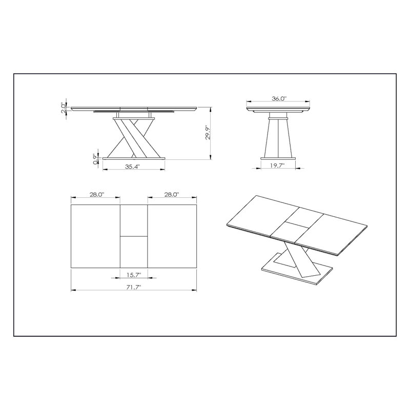 Belon Modern Extendable Laminated Wood Dining Table