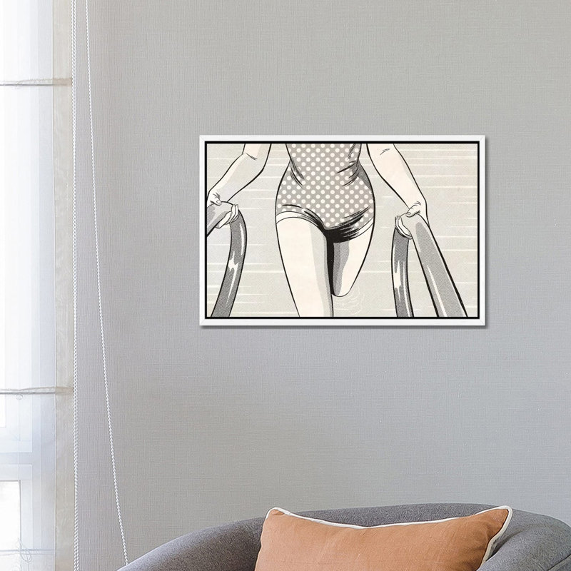 Noir Swim by Joseph McDermott - Print on Canvas, 66.04 cm H x 45.72 cm W, White Framed