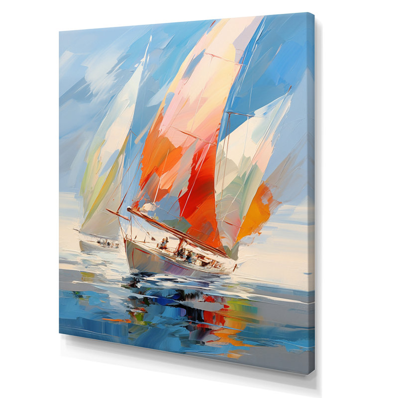Fresin voilier abstrait, vents I - Bateau à voile, reproduction d'art sur toile encadrée, H 20 po x l 12 po x P 1 po
