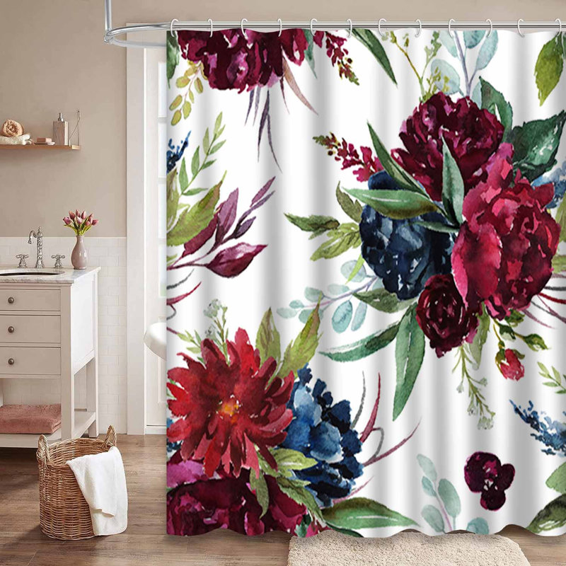 Rideau de douche bleu imperméable, rideaux de douche pour la salle de bain avec 12 crochets, 72" L x 84" W