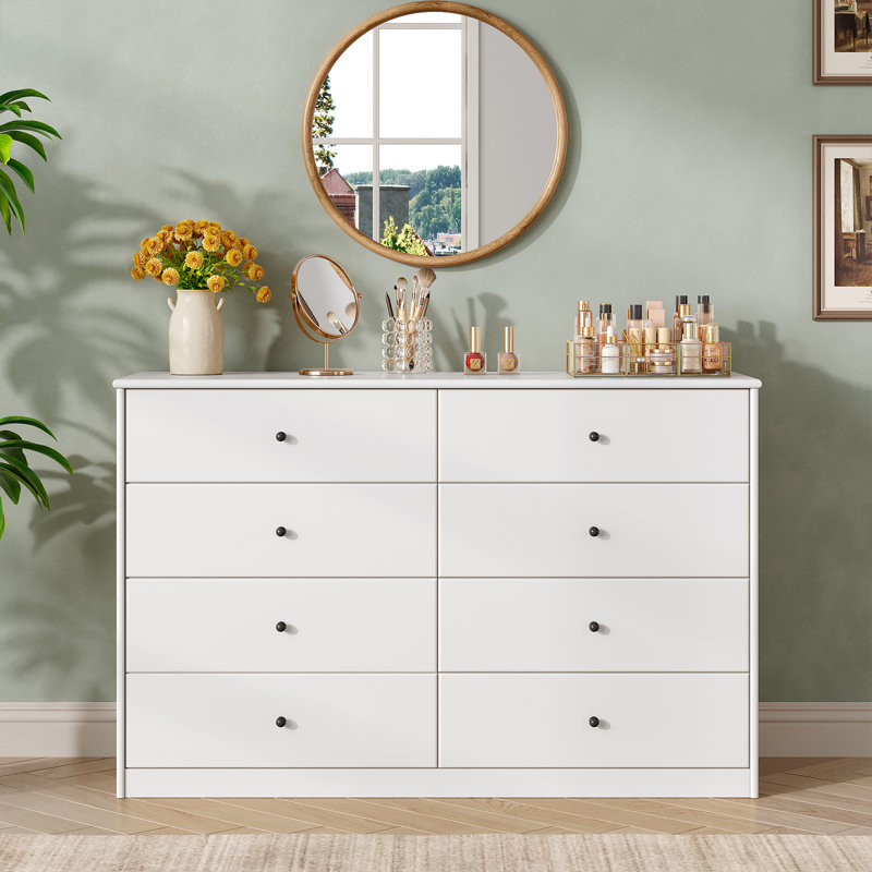 Commode de rangement blanche 8 tiroirs Pilou, Blanc