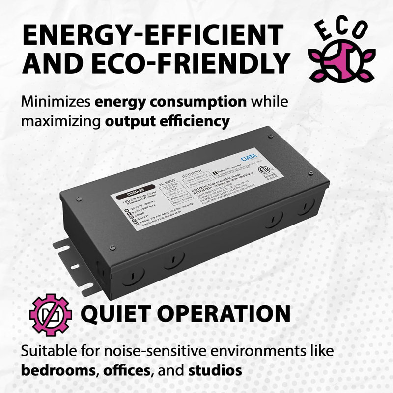Pilote à DEL 24 V CC Ciata Lighting - Transformateur d'alimentation électronique silencieux - à intensité variable, idéal pour les lumières à DEL et plus encore