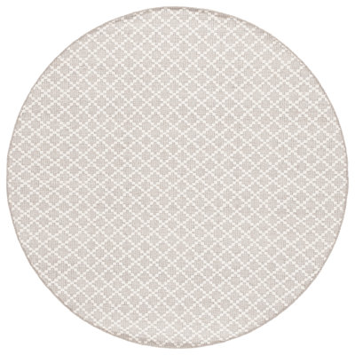 Lunado Hand Woven Wool/Cotton Geometric Rug in Grey/Ivory
