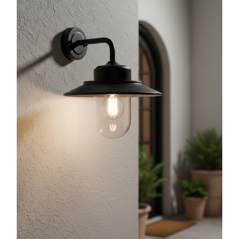 20cm H Outdoor Armed Sconce, Black