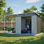 Abri de jardin en métal avec gazebo à toit rigide, gris
