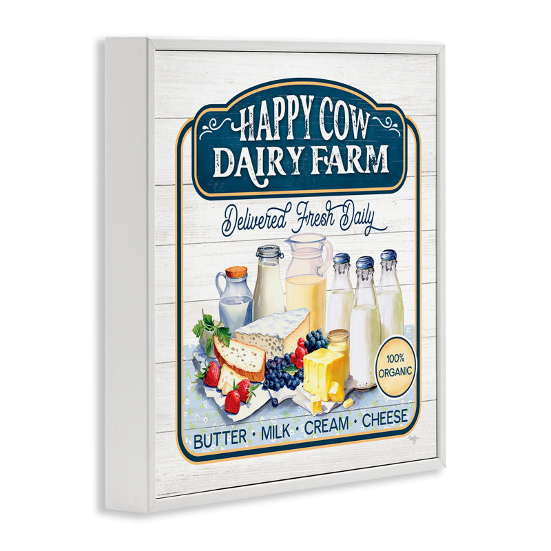 «Happy Cow Farm», estampe numérique encadrée par Mollie B., Giclée encadrée blanc bord de mer, H 17 po x l 17 po